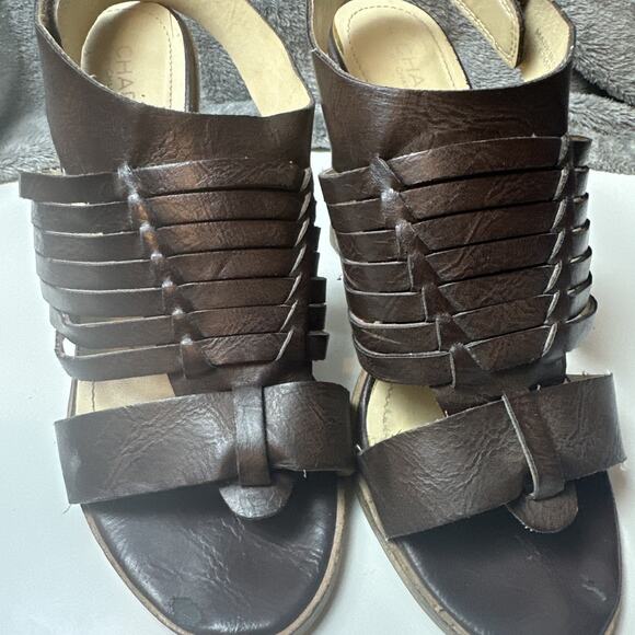 Charles By Charles David Jesse Ankle Strap Sandal Brown Leather Boho Size 7.5 - Picture 13 of 16